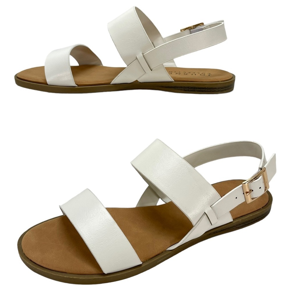 Journee Collection Lavine White Faux Leather Womens Slingback Sandals Size 7W - Picture 10 of 14